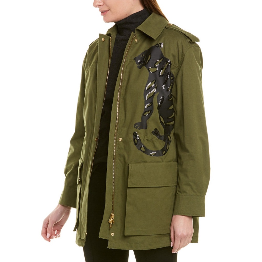 Escada Olive Green Utility Jacket with Black Graphic